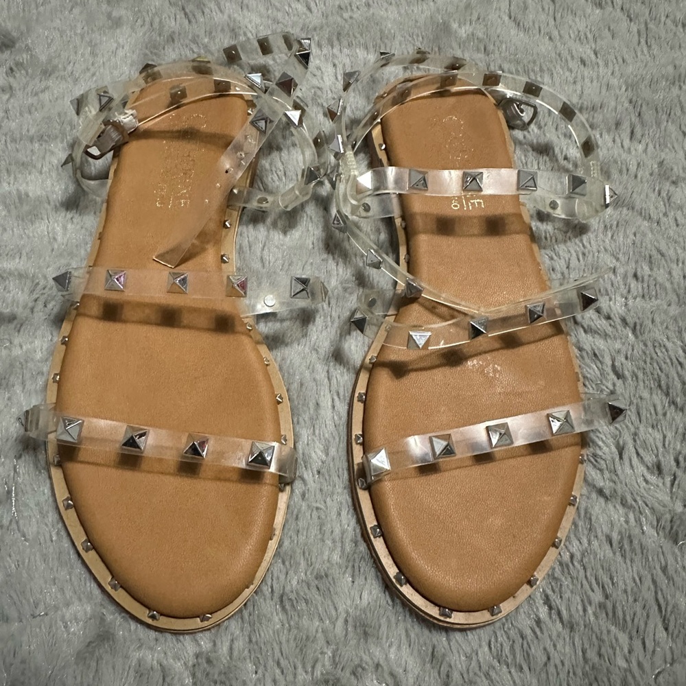 Clear studded sandals